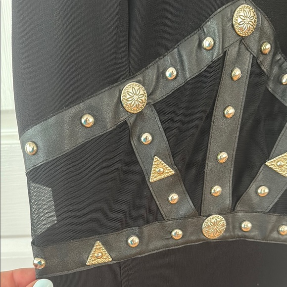 Vintage Black Studded Maxi Dress - Picture 2 of 9